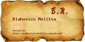 Blahovics Melitta névjegykártya